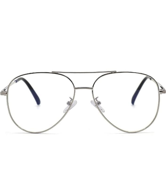 Fision Fision Progressive Anti Glare Reading Glasses For Men And Women Premium Silver Avaitor Frame Distance Zero Reading (+1.00 TO +3.00) Progressive (Distance Plano (0) Power / Reading +2.50)