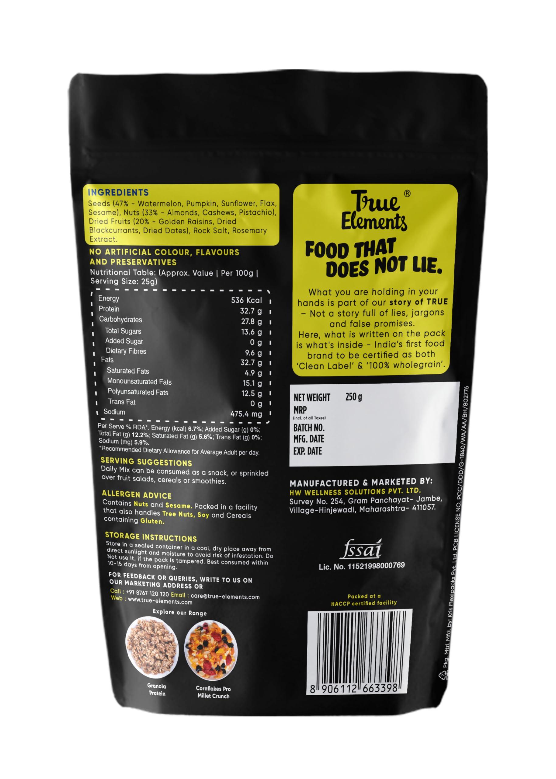 True Elements Daily Trail Mix 250g by True Elements - 15 in 1 Dry Fruits Mix | Mixed Nuts | Mixed Nuts and Dry Fruits | High in Protein