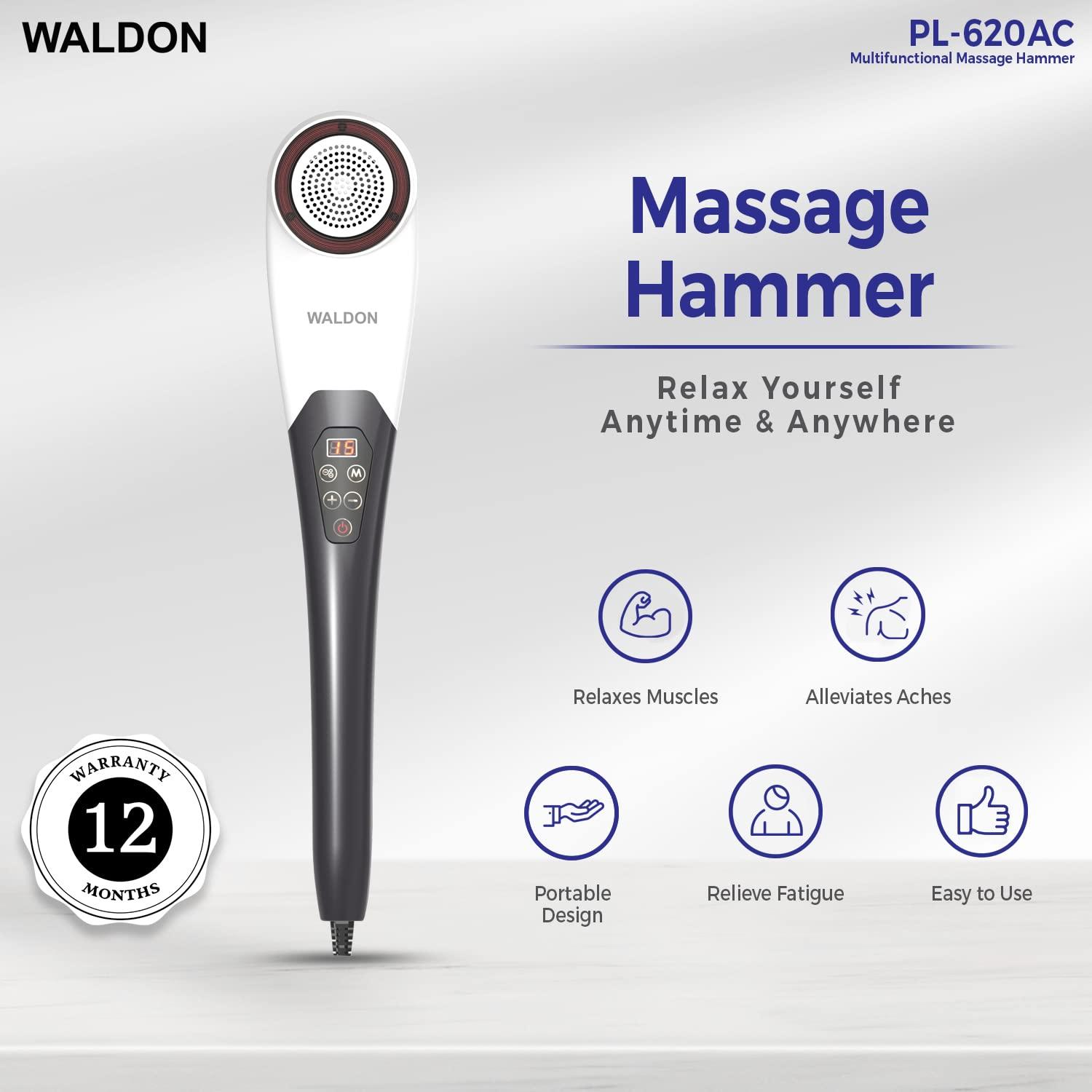 Dr. Odin Dr. Odin Waldon By Dr Odin Pl-620Ac Electric Handheld Full Body Hammer Massager With 5 Massage Heads,5 Mode&6 Speed Settings For Pain Relief&Relaxation,Back,Leg&Foot (Black&White)
