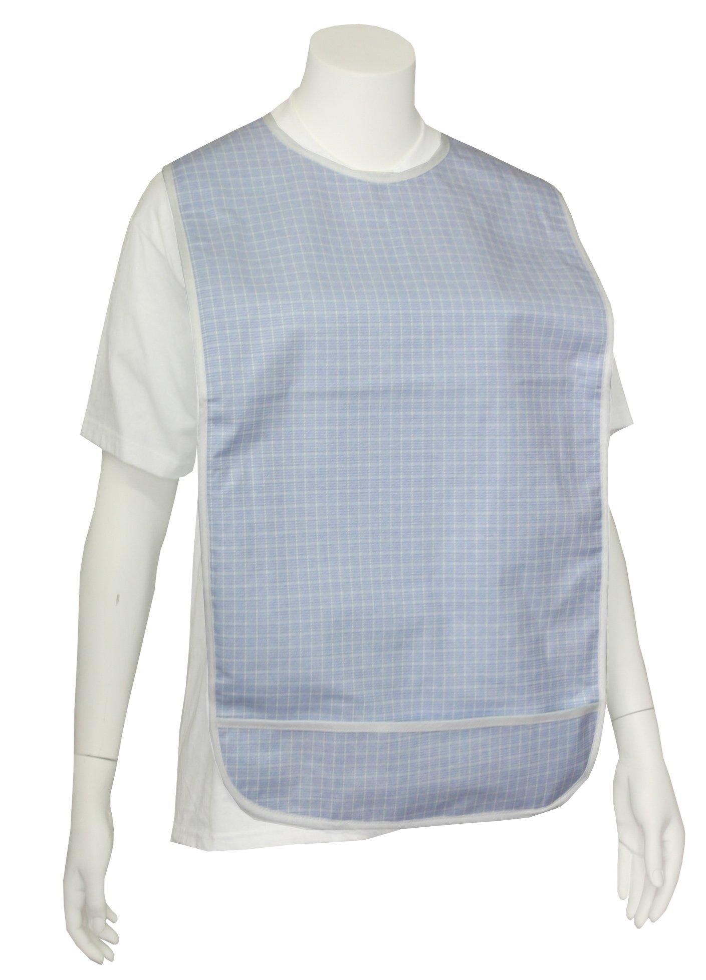 NOBLES HEALTH CARE PRODUCT SOLUTIONS Adult Vinyl Adult Bibs with Crumb Catcher - Premium Bib (Blue with contrasting lines)