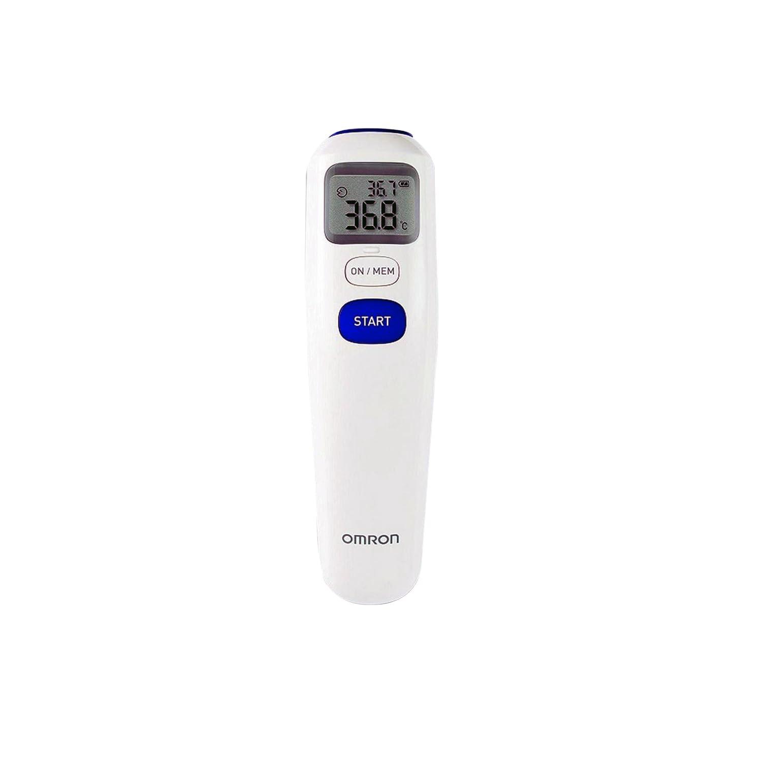 Omron Omron MC 720 Non Contact Digital Infrared Forehead Thermometer With 1 Second Quick Measurement, 3 in 1 Measurement Mode, Auto On/off & Backlight, White, (MC-720_Omron _AW)