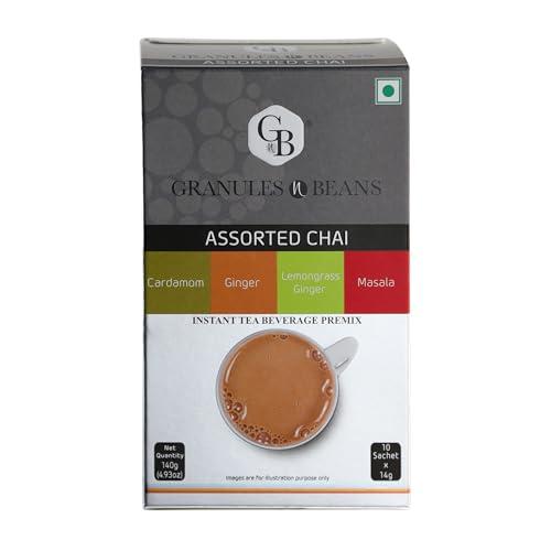 GnB GRANULES n BEANS GnB GRANULES n BEANS Assorted Chai Instant Tea Premix - (10 Sachet X 14 Gram = 140 Gram) (Pack Of 2) (Cardamom, Ginger, Lemongrass Ginger, Masala)
