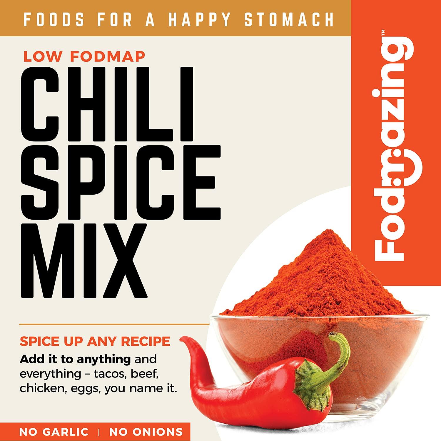 Fodmazing Fodmazing, Low Fodmap Spice Mix, Chili Spice Mix, No Onion, No Garlic, IBS Friendly, Non GMO, Gluten Free, Great for Food and Snacks (16 Servings)