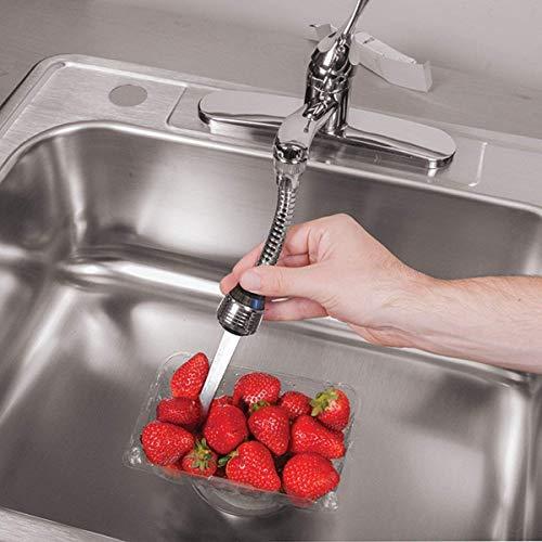 R A Products Turbo Flex 360 Flexible Water Saving Nozzle Faucet Sprayer Water Extender for Easy Clean Sink, Bathroom, Rinsing Fruits,Water Faucet Kitchen Tap (Silver)