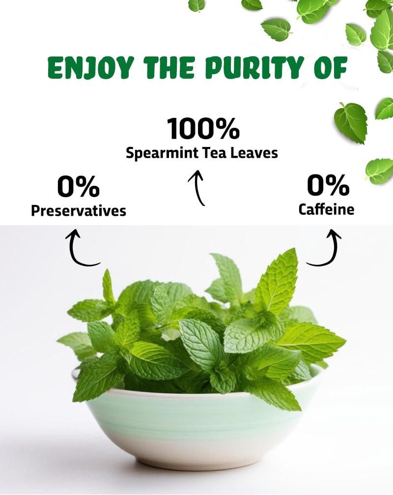 True Elements True Elements Spearmint Herbal Tea 100Gm - Tea For Pcos | Caffeine Free | Helps With Women Health | Loose Leaves