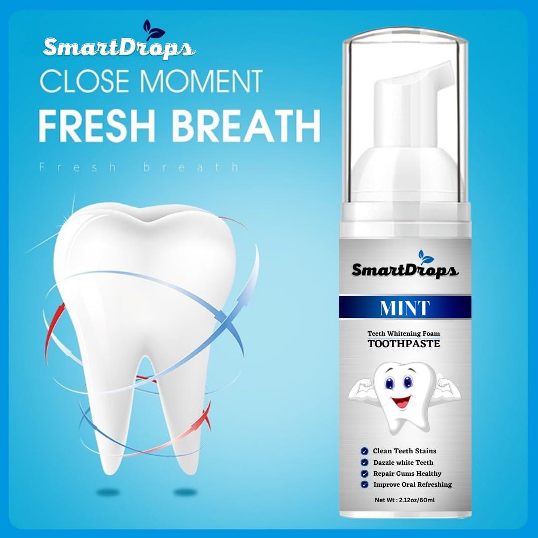 Smartdrops Whitening Foam Toothpaste for Sensitive Teeth, Snow Teeth foaming Whitening (60ml)