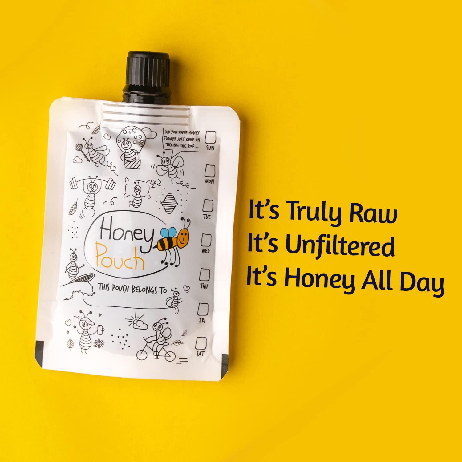 Honey All Day Honey All Day - Raw Honey Pouch Pack of 08 | 100% Pure natural & Unprocessed Organic Honey | Ethically sourced from the forests of Bengal | Honey in fresh | 100% Certified & Test (70gm each)