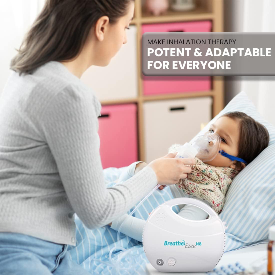 BPL Medical Technologies BPL Medical Technologies Breathe Ezee N8 Nebulizer Low Noise Compressor Nebuliser Machine Kit (White)