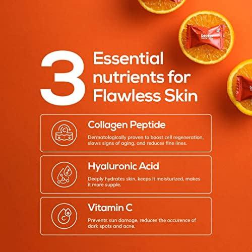 Better Nutrition Supply6 Flawless Skin Collagen Gummies for Women and Men - 120 Gummy Pack | Hyaluronic Acid & Vitamin C Collagen Gummies | Skin Hydration, Glowing Skin, Elasticity & Fine Lines