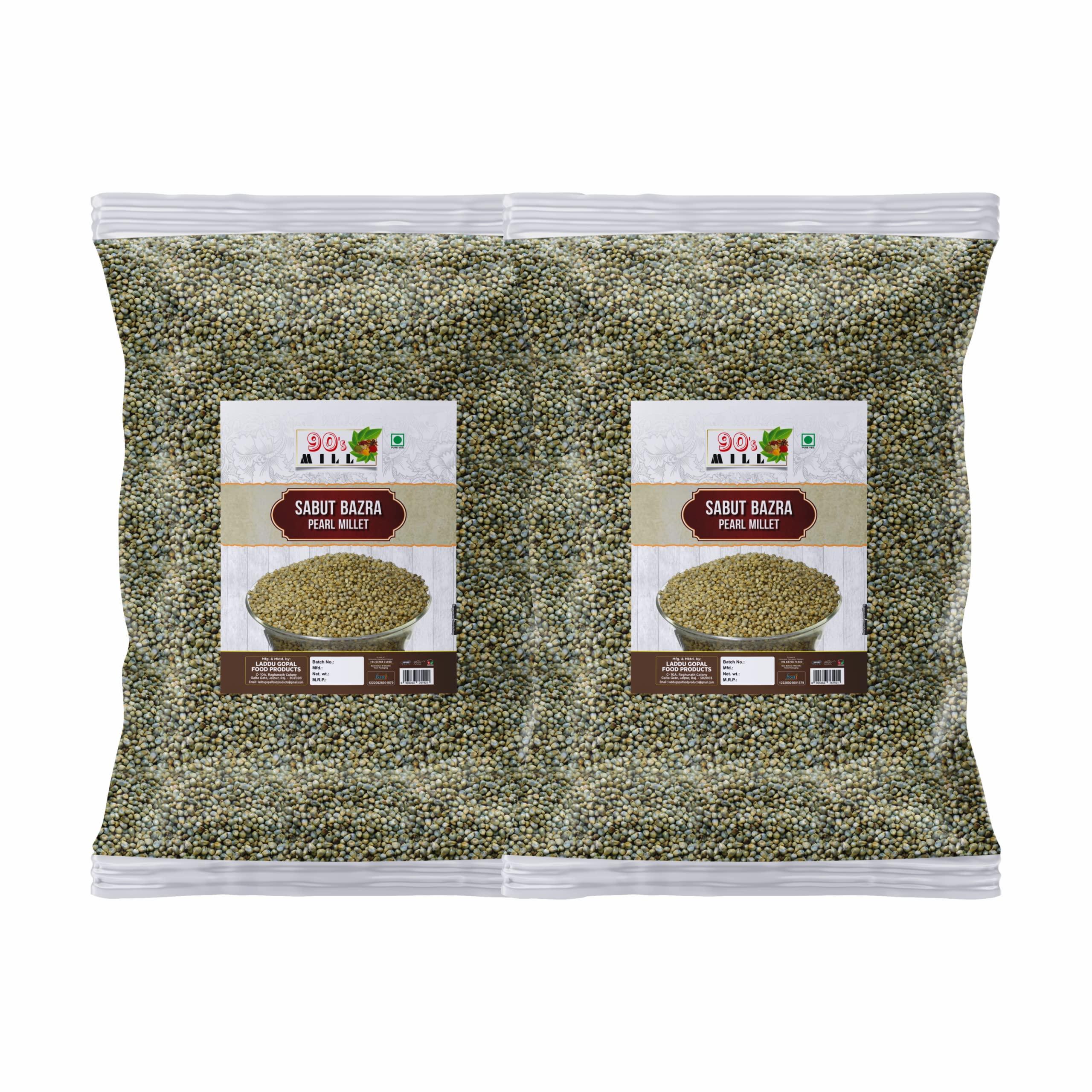 90\'s MILL A++ Sabut/Whole Grain Bajra|Bandikui Bajra Natural|Bajra/Pearl Millet|Sajje Millet Gluten Free-960g(480g*2Pkt)