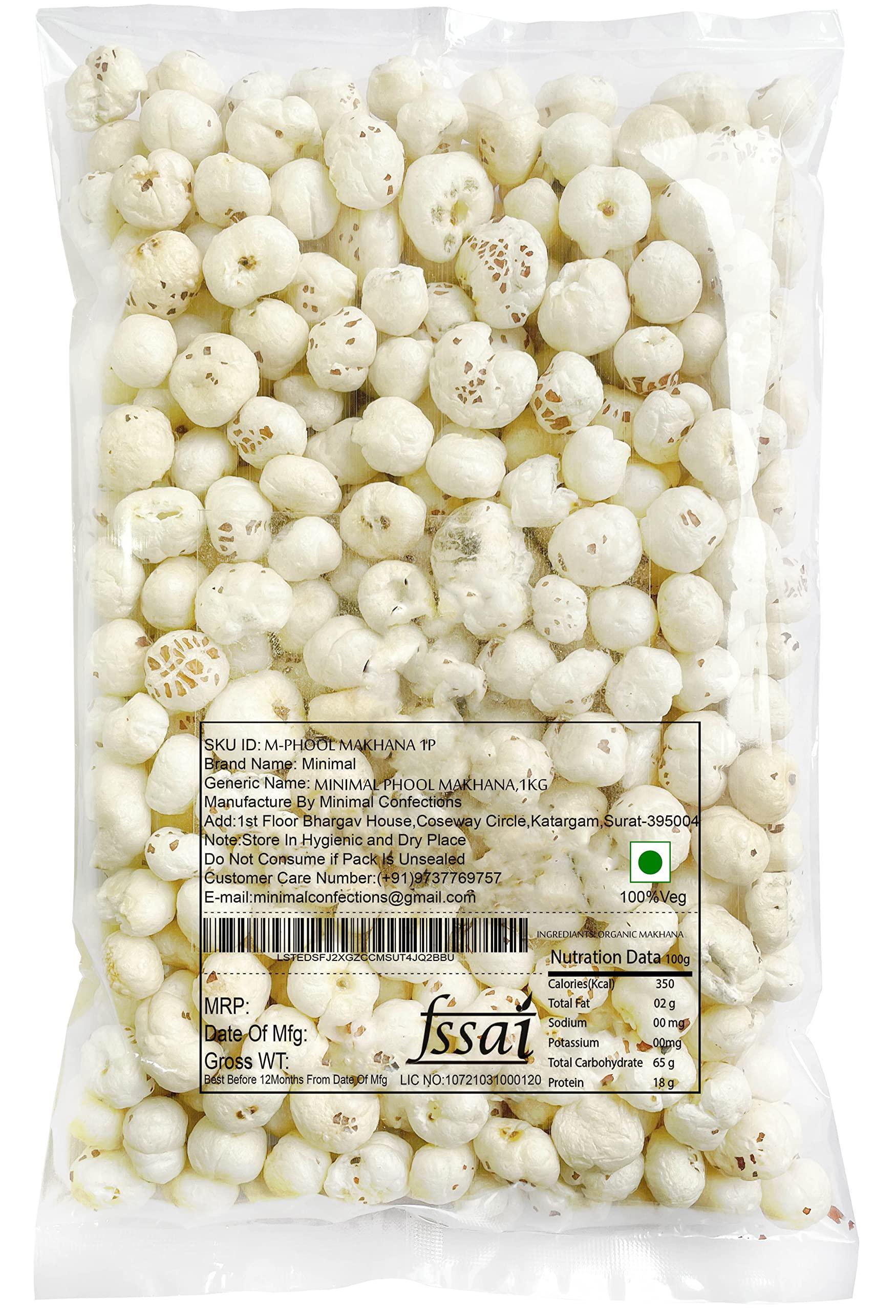 minimal Minimal Organic Makhana Fox Nut, 700g (175g*4)(Organic Makhana)(Gread A/Big Size)