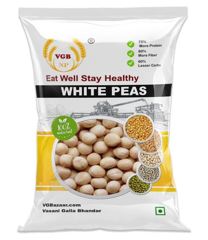 VGBNP VGBNP Natural White Peas Whole (Safed Matar) Unpolished Pure Sabut Matar, Dried Safed Matar (Sukha Matar | Vatana | Matar dal) Healthy and Immunity Builder White Peas-2kg