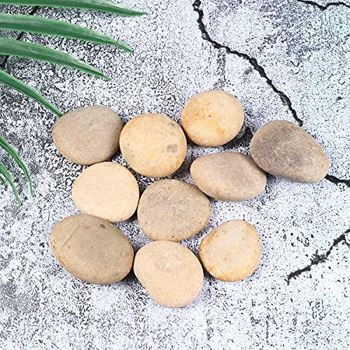 HEALLILY 1 Set/ 10 Pcs Children DIY Drawing Stone Graffiti Rocks Stones Creative Natural Pebbles with 1 Pc Bracket for Home School Practice (3-4CM, Random Style)