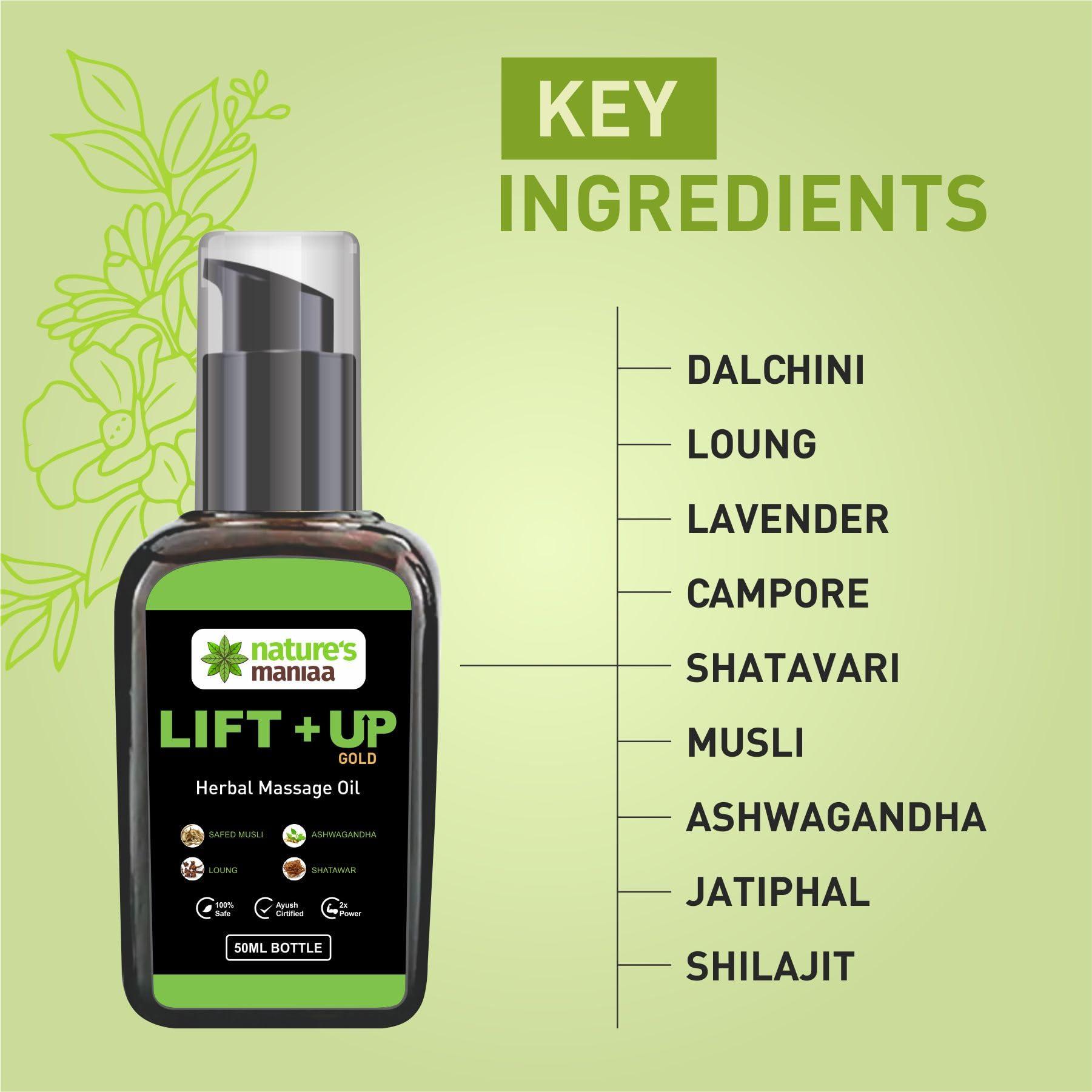 NATURE MANIA Nature Mania Herbals and Ayurvedic Lift Up Massage Oil For Men | 50 ml Oil For Muscle Strength & Energy Pack of 1