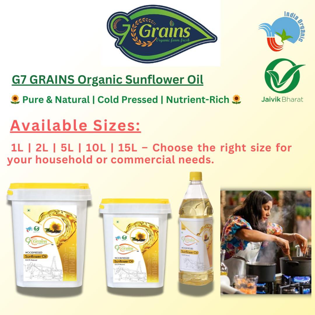 G7 GRAINS G7 GRAINS Organic sunflower oil (5 liter) cold pressed/wood pressed oil | surajmukhi/sunflower kachi ghani oil by G7 GRAINS