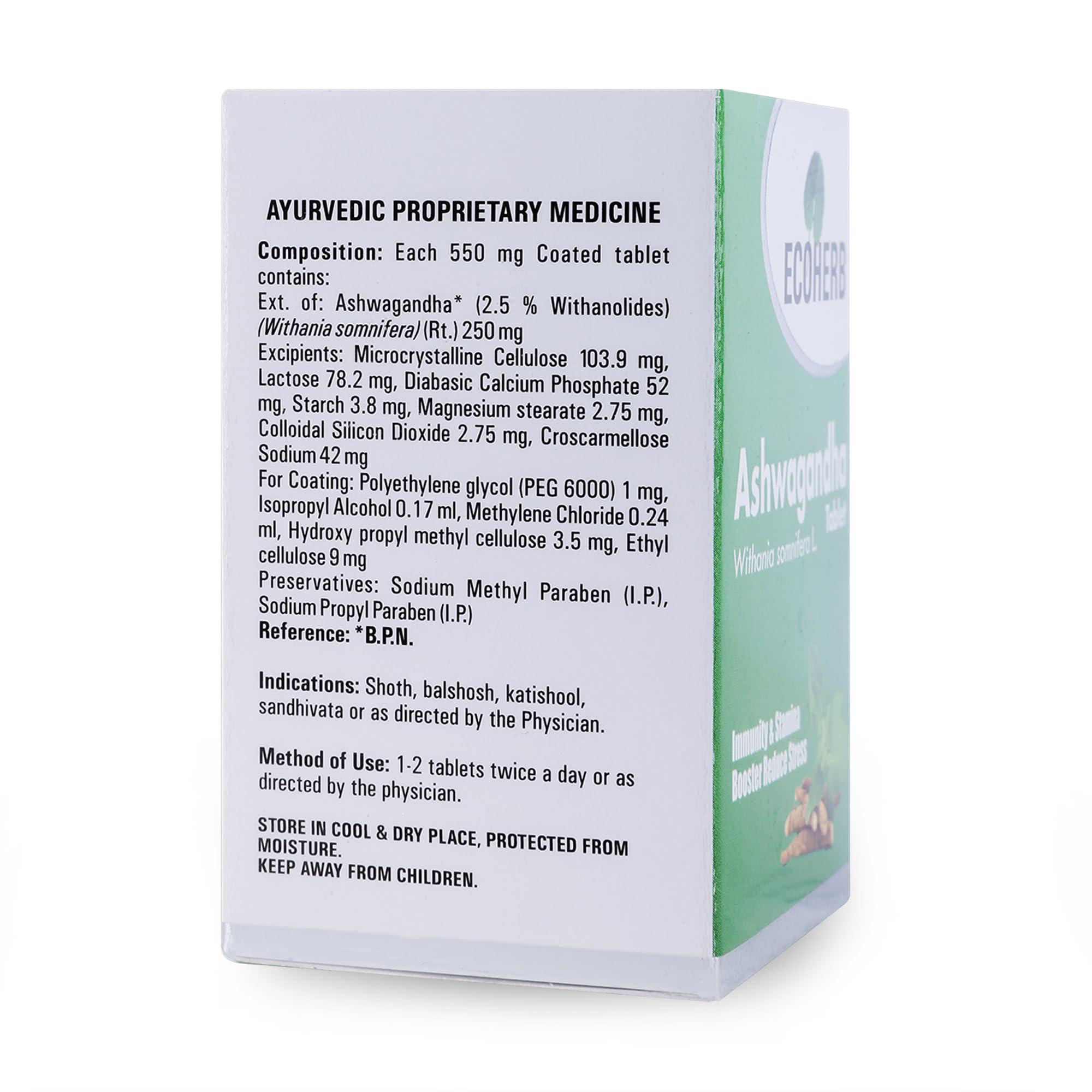 ECOHERB ECOHERB Ashwagandha Tablets I Immunity booster I Antioxidant I Rejuvenate mind & body | 60Tablets