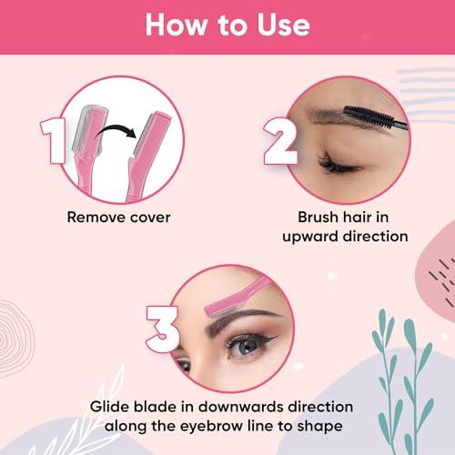 VEGA Vega Eyebrow Shaper for Women - Pack of 3 Reusable Face Razor, Painless Facial Hair Removal, Razor for Face, Eyebrows, Upper Lips, Chin, Side Locks, Forehead, (ESS-01)