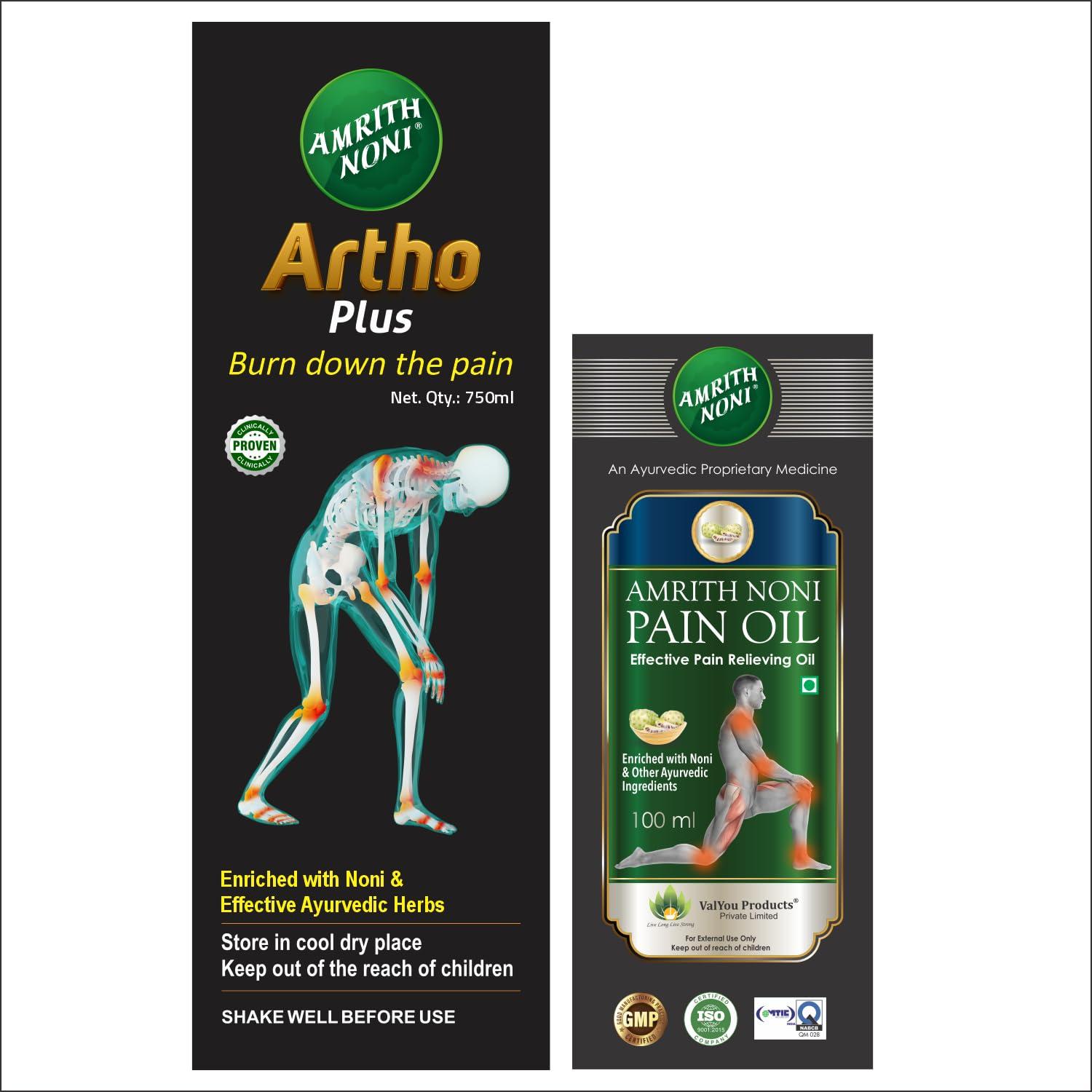 Amrith Noni Amrith Noni Artho Plus 750ml liquid + Amrith Noni Pain Oil 100ml