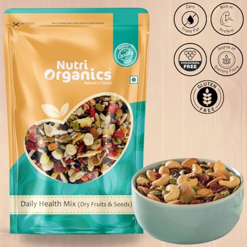 NutriOrganics NutriOrganics 100% Natural Premium Mix Dry Fruits 1Kg With Almonds|Cashew|Kishmish|Apricot|Black Raisins|Cranberry|Pumpkin Seeds|Sunflower Seeds|Nuts And Dry Fruits