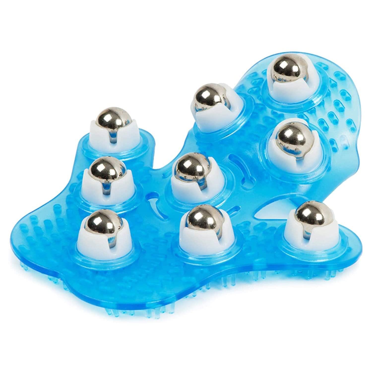 Kayara access Kayara Glove Massager Palm Shaped Hand Massage Manual 9 360-degree-roller Mental Roller Ball (BLUE)