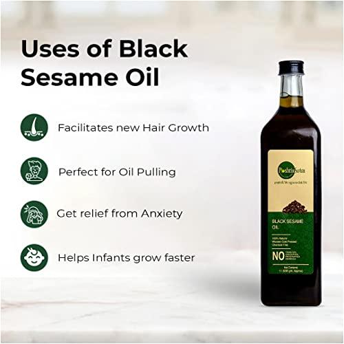 PoshtikSutra PoshtikSutra 100% Natural Wooden Cold Pressed Chemical Free Black Sesame Oil (1L)