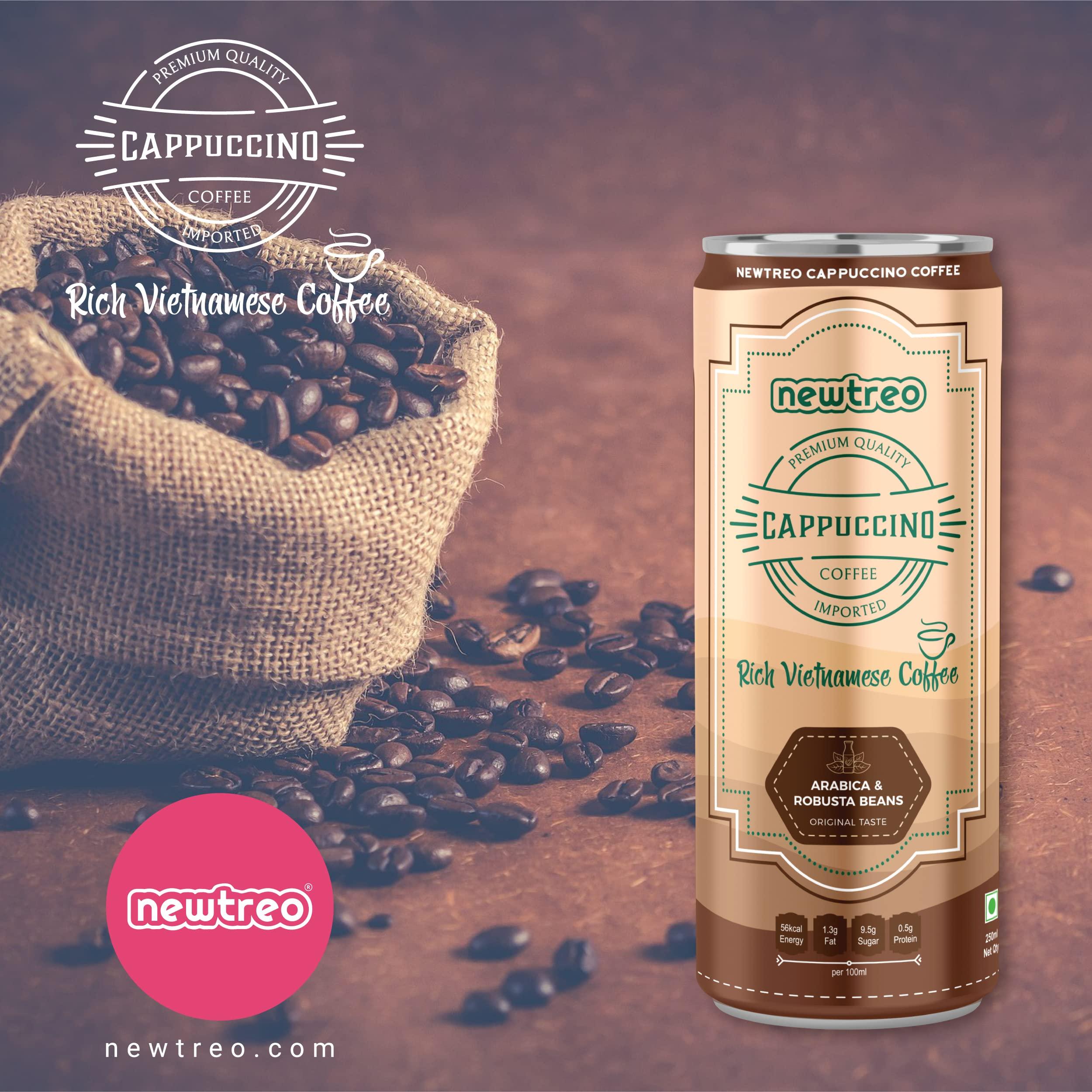 Newtreo Newtreo Vietnamese Coffee | 6 x Caffè Latte & 6 x Cappuccino Coffee Combo I Arabica & Robusta Beans | Premium Coffee Drink | Imported from Vietnam | 12 x 250ml cans