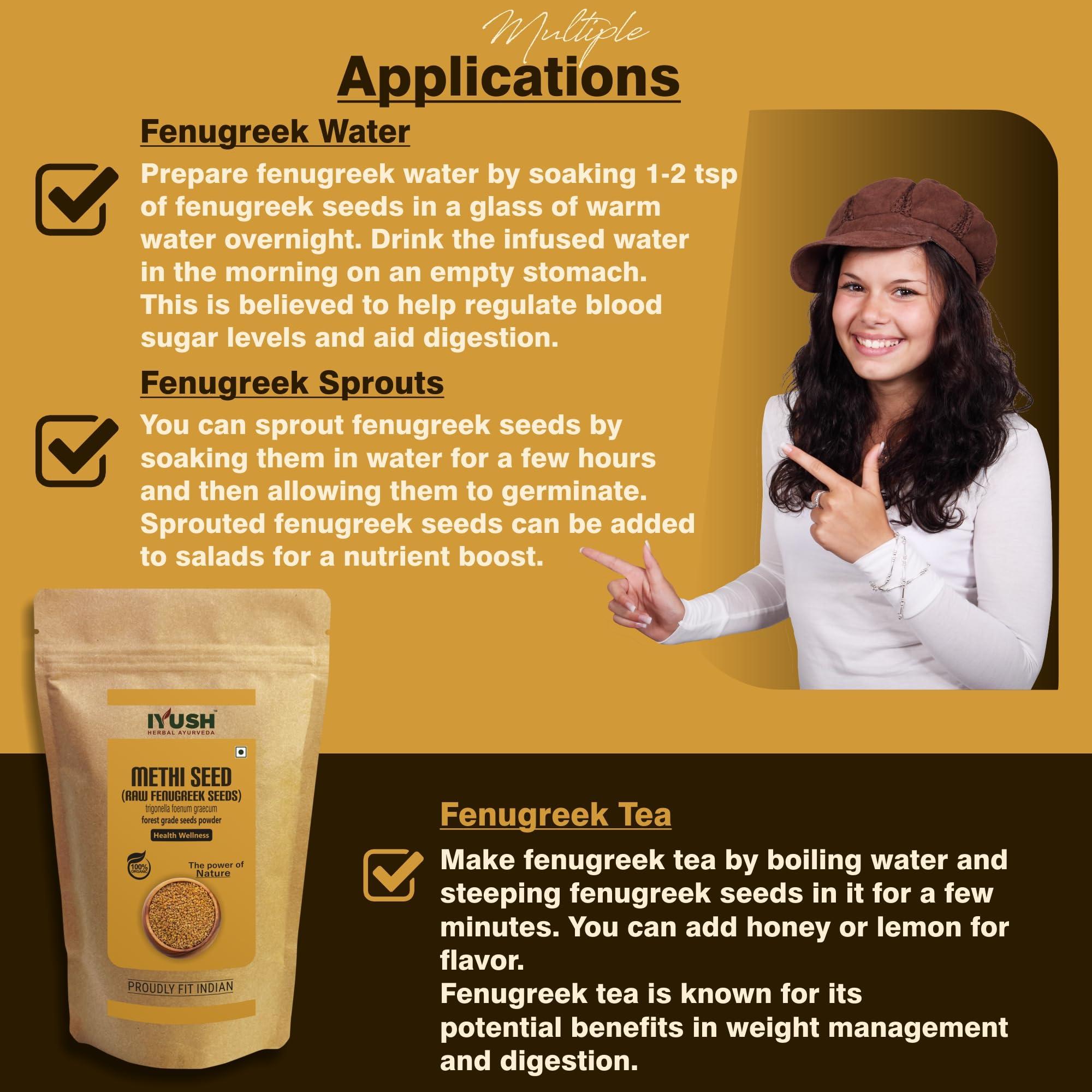 IYUSH IYUSH Herbal Ayurveda Organic Methi Seeds, 900gm | Organic Fenugreek Seeds | Methi Dana Seeds or Dana Methi | Menthulu Seeds | Meethi or Mathi Seeds or Venthayam Seeds | Maithi Dana or Uluva Seeds |