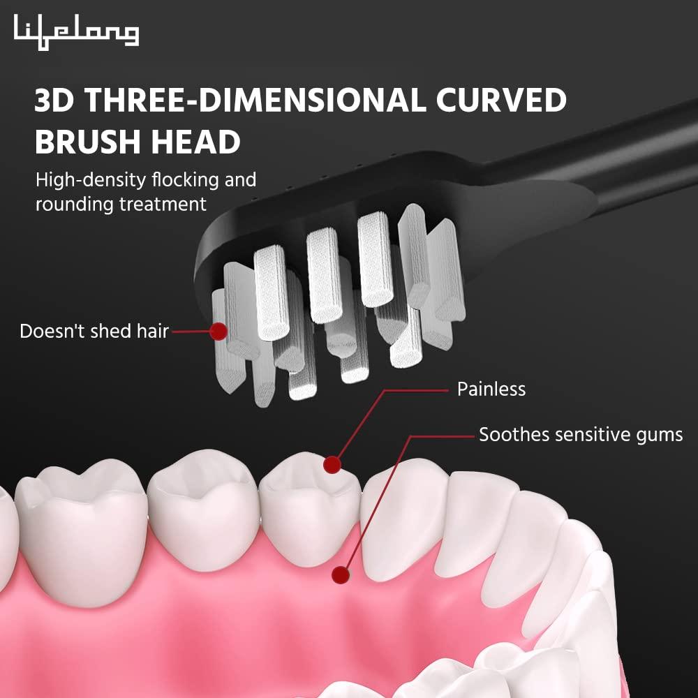 Lifelong Lifelong Electric Toothbrush with UV sealed Sterilization|Free Clove Dental Care Plan|3X Plaque Removal | Ideal for Sensitive Gums & Teeth, Fresh Breathe & Brighter Smile |1 Handle,2 Brush Heads,1 Charging cable,1 tongue cleaner| Upgrade to Advanced