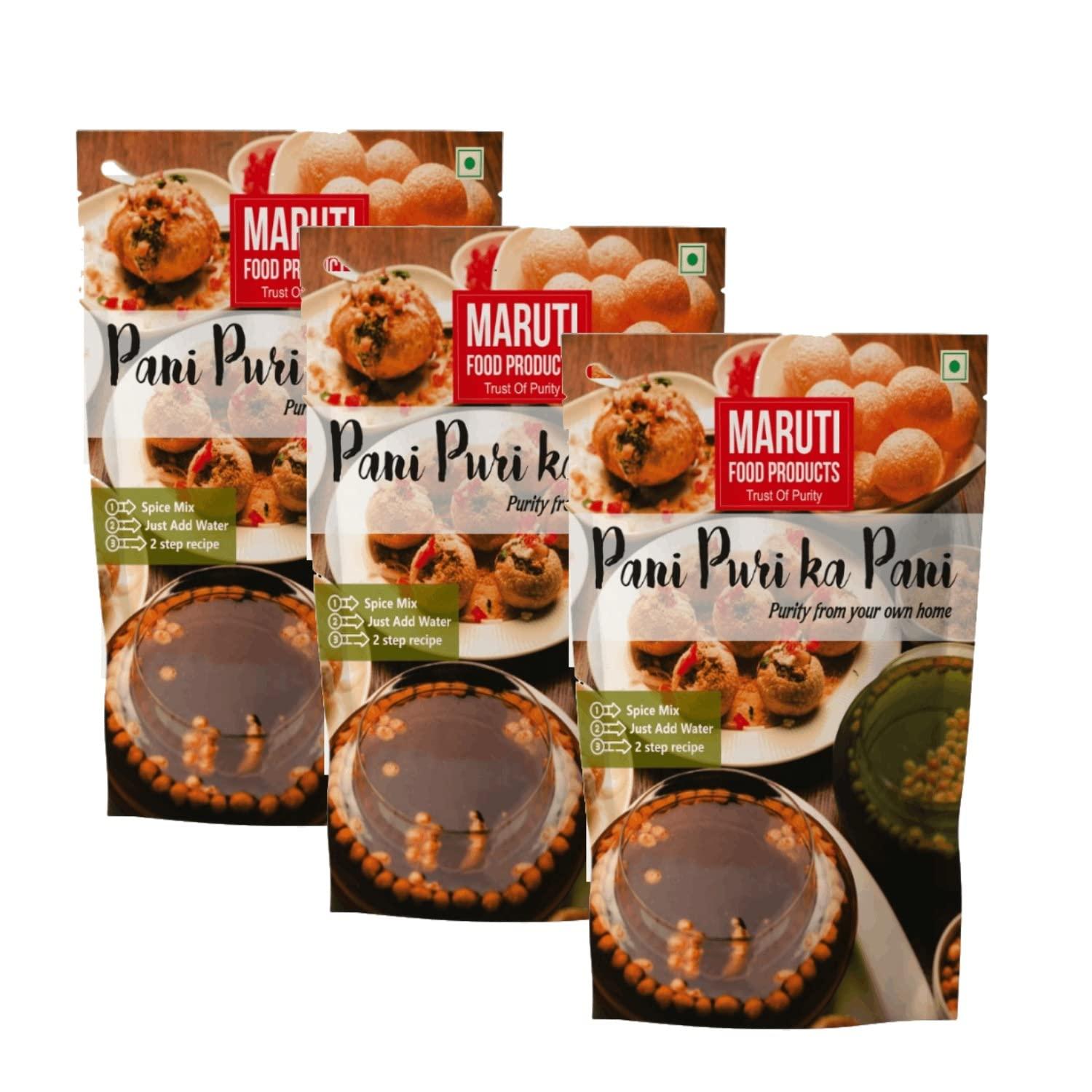 Generic Maruti Food Products readymade Pani Puri Ka Pani for instant Golgappa Pani Mix: Meetha and Teekha Pudina & dhania Concentrate gol gappa pani puri masala with No Added Colours (Pack of 3)