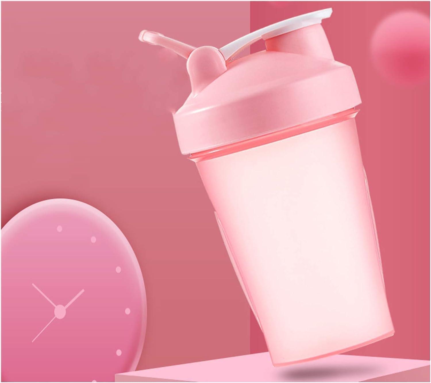 Shaker Bottle Blender Shaker Bottle with Classic Loop Top& Stainless Whisk Ball-16oz (Pink)