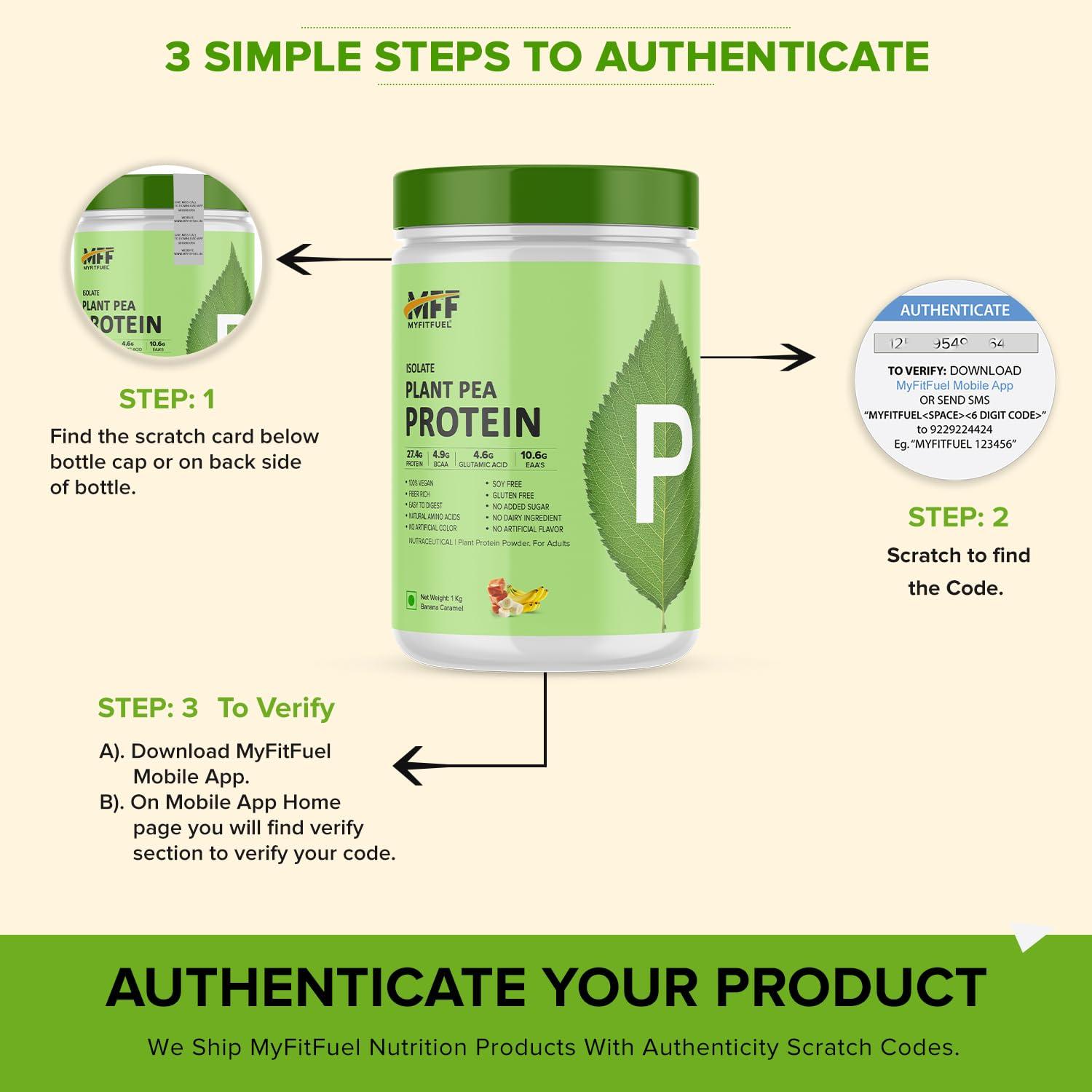 MyFitFuel MyFitFuel Clean Plant Pea Protein Isolate (26.3g Protein, 4.7g BCAA, 10.2g EAA) |Easy to Digest | Vegan Plant Protein Powder [500g, 14 Servings, (Chocolate Delight Swirl)]