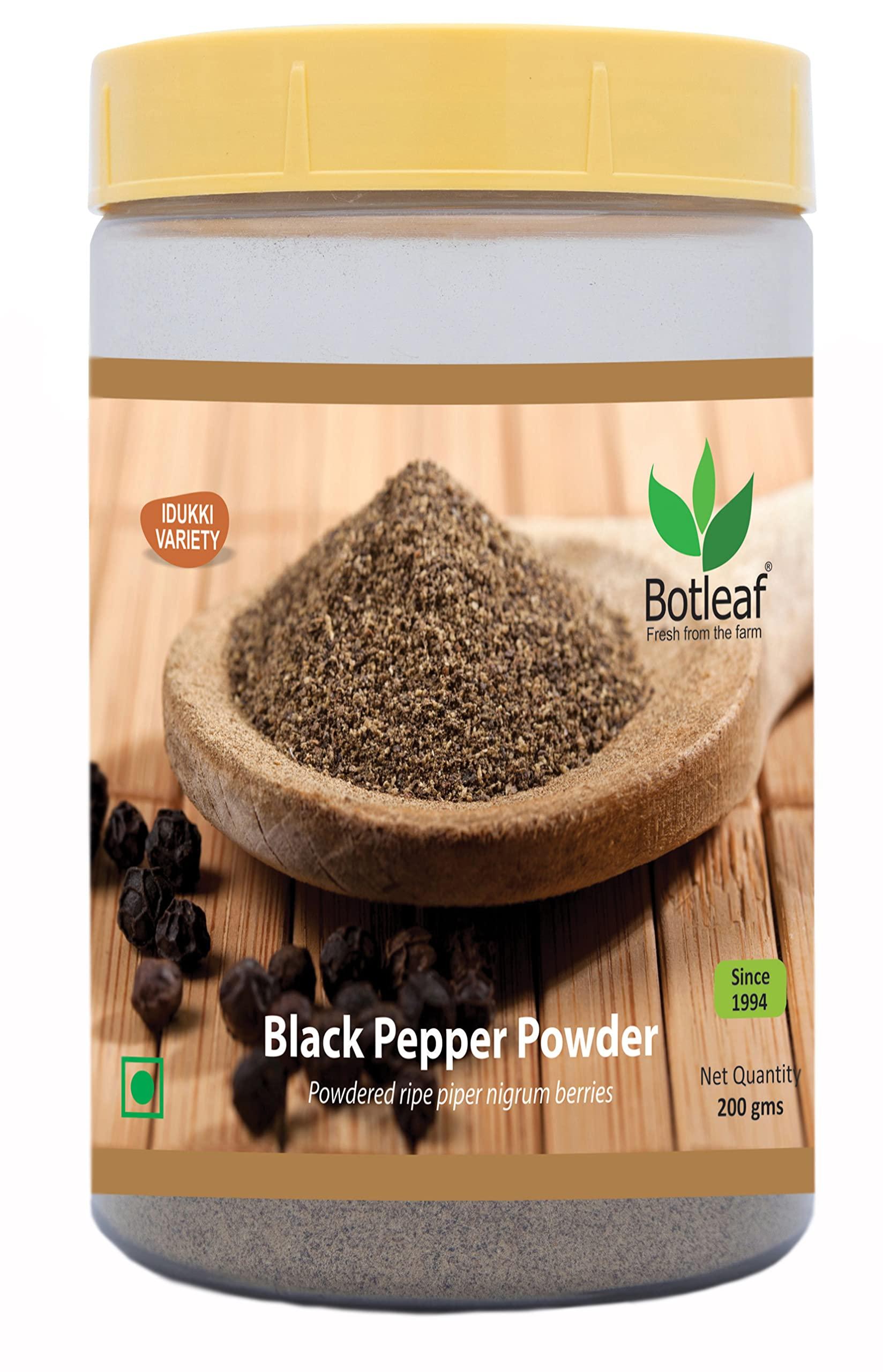 BOTLEAF BOTLEAF Black Pepper Powder 200 GM Idukki variety Derived from matured berries of Malabar Peppercorns from our own farm Thellissery Kali Mirch Golki Gota Golmorich Kalimiri Miriyalu 200 gm