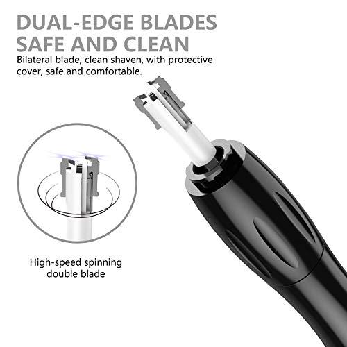 MAULION MAULION™ Nose Hair Trimmer, Electric Nose and Ear Hair Trimmers Clippers Removal Wet/Dry Mute Motor Double-Edge Waterproof Stainless Steel Beard Facial Hair Shaver for Men & Women (Black)