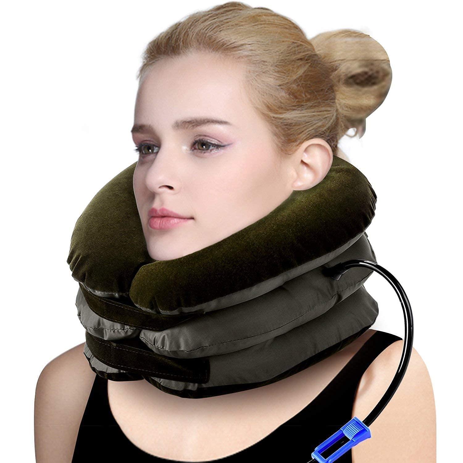 SVK DREAM SVK DREAM 3 Layer Cervical Neck Air Traction Device and Collar Brace, Inflatable & Adjustable Neck Stretcher Support, Neck Brace Pillow for Chronic Neck Pain Relief For Men & Women