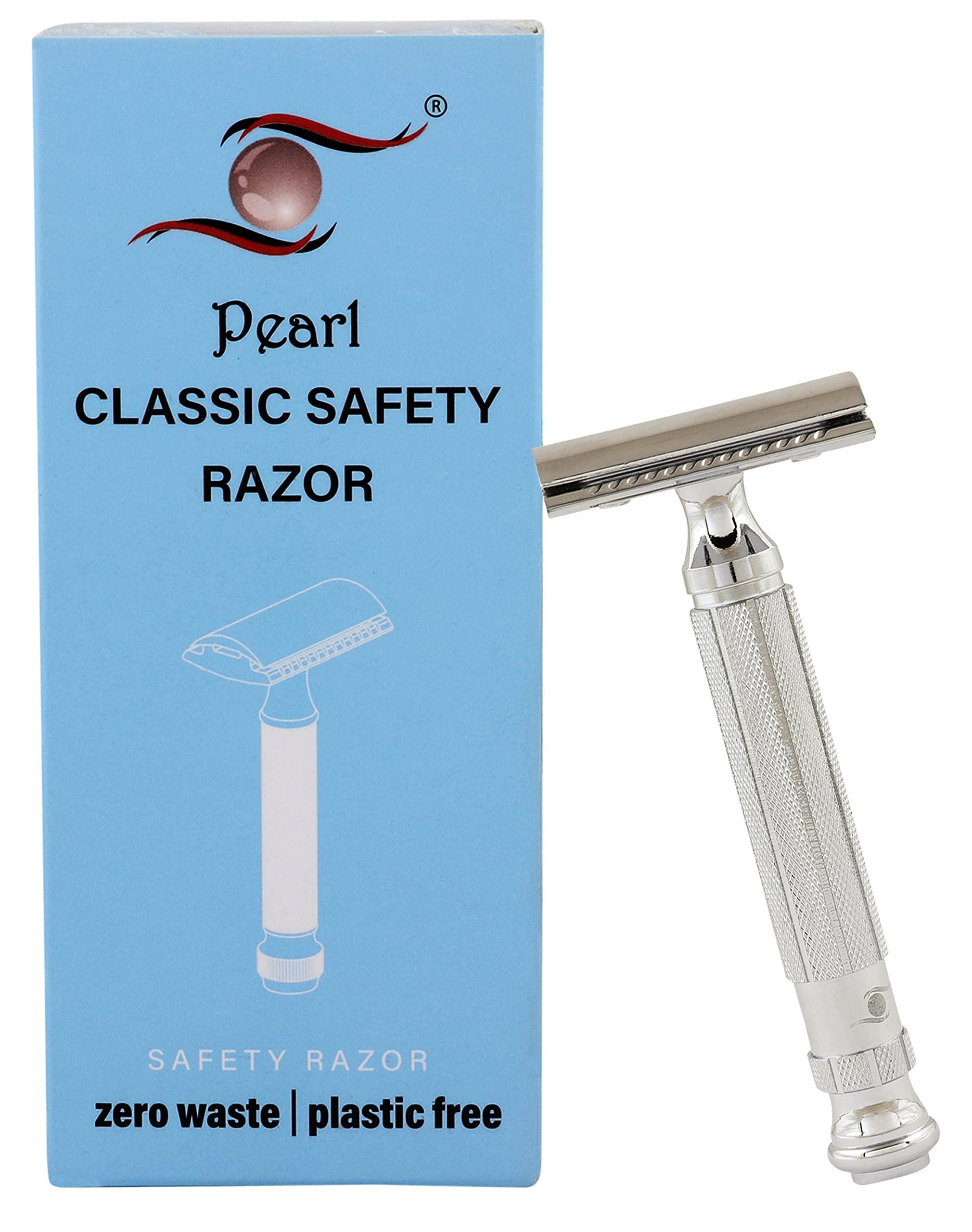 PEARL PEARL Men Shaving Double Edge Safety Razor L-55 (Close Comb+Open Comb,Chrome)