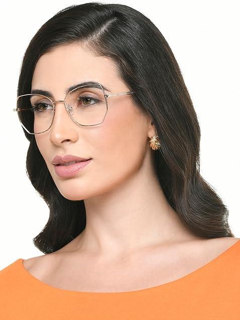 LENSKART BLU LENSKART BLU | Zero Power Blue Cut Computer Glasses | Anti Glare, Lightweight & Blocks Harmful Rays | UV Protection Specs | Gold | Men & Women | Medium | LB E17487