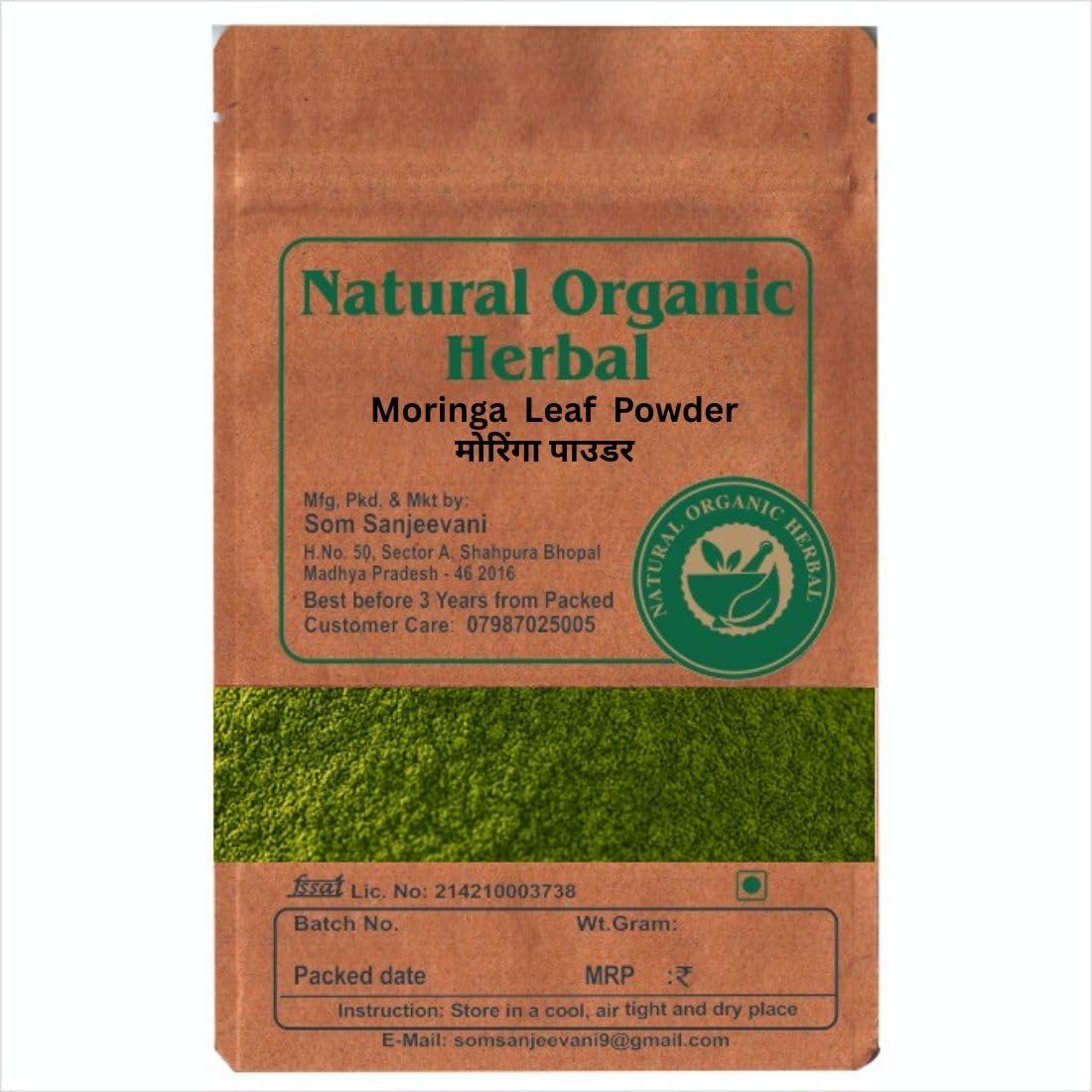 NATURAL ORGANIC HERBAL Natural Organic Herbal Moringa Sun Dried Leaf Powder 50Gram |No Added Artificial Colours,Flavour, & Preservatives