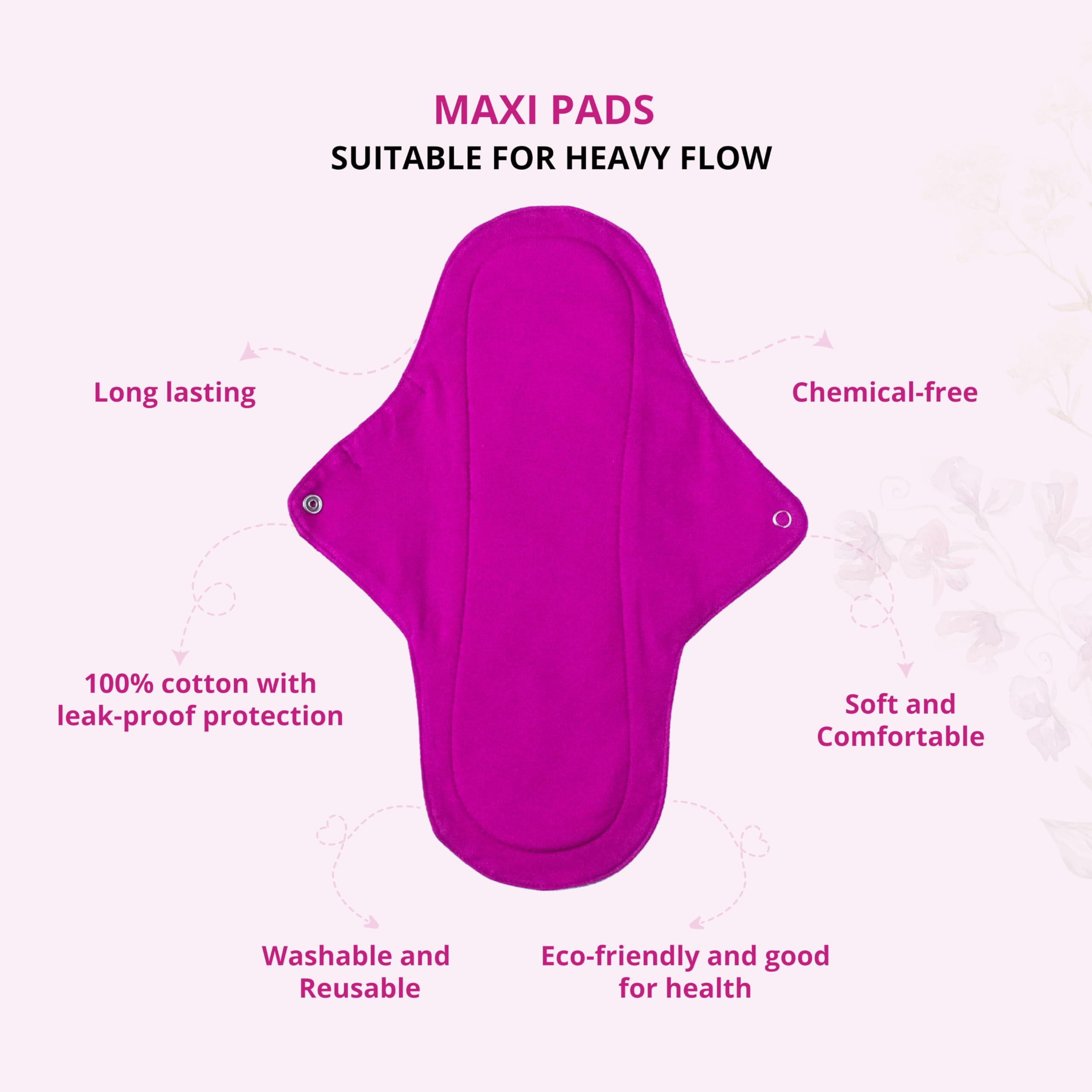 GIOCARE REUSABLE CLOTHPADS GIOCARE Reusable Cloth Pads | Women\'s Cloth Pads | Reusable Period Pads |Cloth Pad For Periods | Period Pads For Women | Cotton Cloth Pads | Sanitary Pads For Women | Leak Proof & Rashes Free, Pack-10