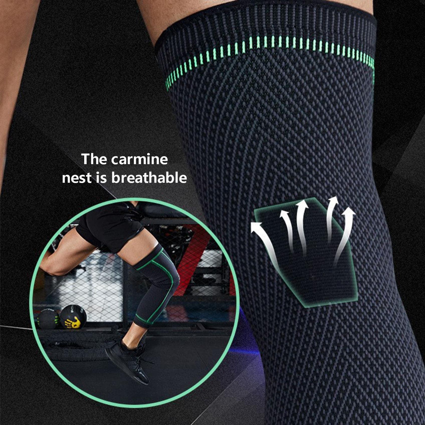 BOLHGF KNEECA Tourmaline Acupressure Selfheating Knee Sleeve,ReduceFast Mugwort Acupressure Detoxing Shaping Knee Pads,Tourmaline Acupressure Self-heating Shaping Knee Sleeve,For Men & Women (M, GREEN)