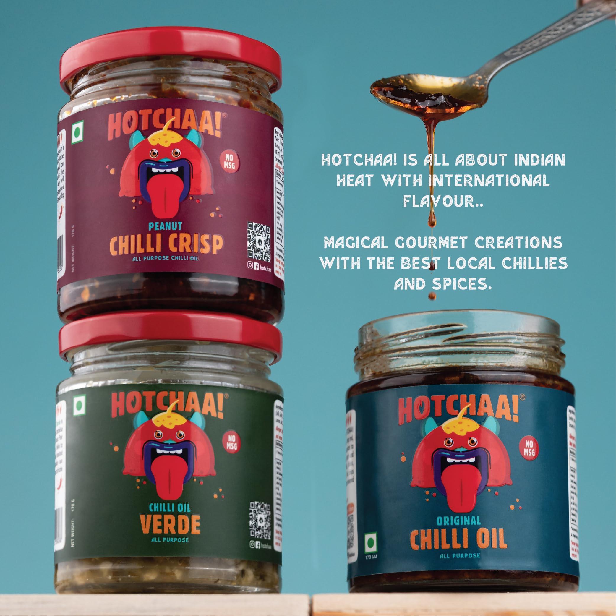 HOTCHAA HOTCHAA Hot Chilli Oil Original - No MSG | Umami Spicy Flavourful Garlicky Aromatic | Vegan | Cooking | Dipping | All Purpose | For Pasta Pizza Noodles Eggs And Momos 170g Hot Chilli Oil
