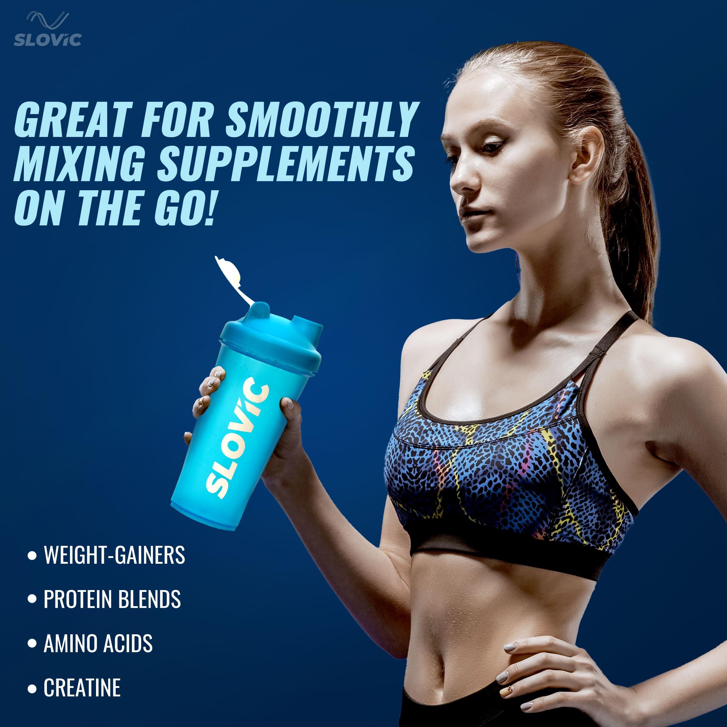 SLOVIC SLOVIC Shakers for Protein Shake, Plastic Free Gym Bottles for Men, Odor free Protein Shaker Bottles for Protein Shake, Leakproof Gym Shaker Bottle (Blue)