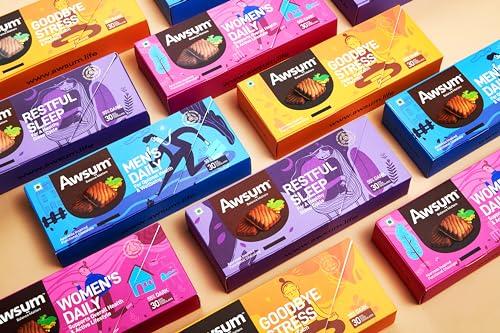Awsum Awsum Women\'s Daily Energy Functional Ayurvedic Chocolate Supports Overall Health & Active lifestyle - 150gm (30 Bite Sized chocolates)