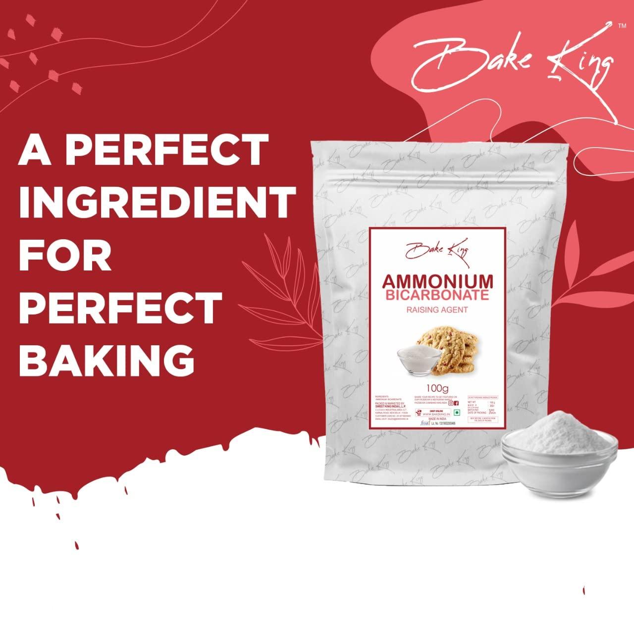 BAKE KING BAKE KING Ammonium Bicarbonate 100gm, Agent Biscuits Food Grade Hornsalt - Hartshorn Perfect for Baking (Cookies and Biscuits)
