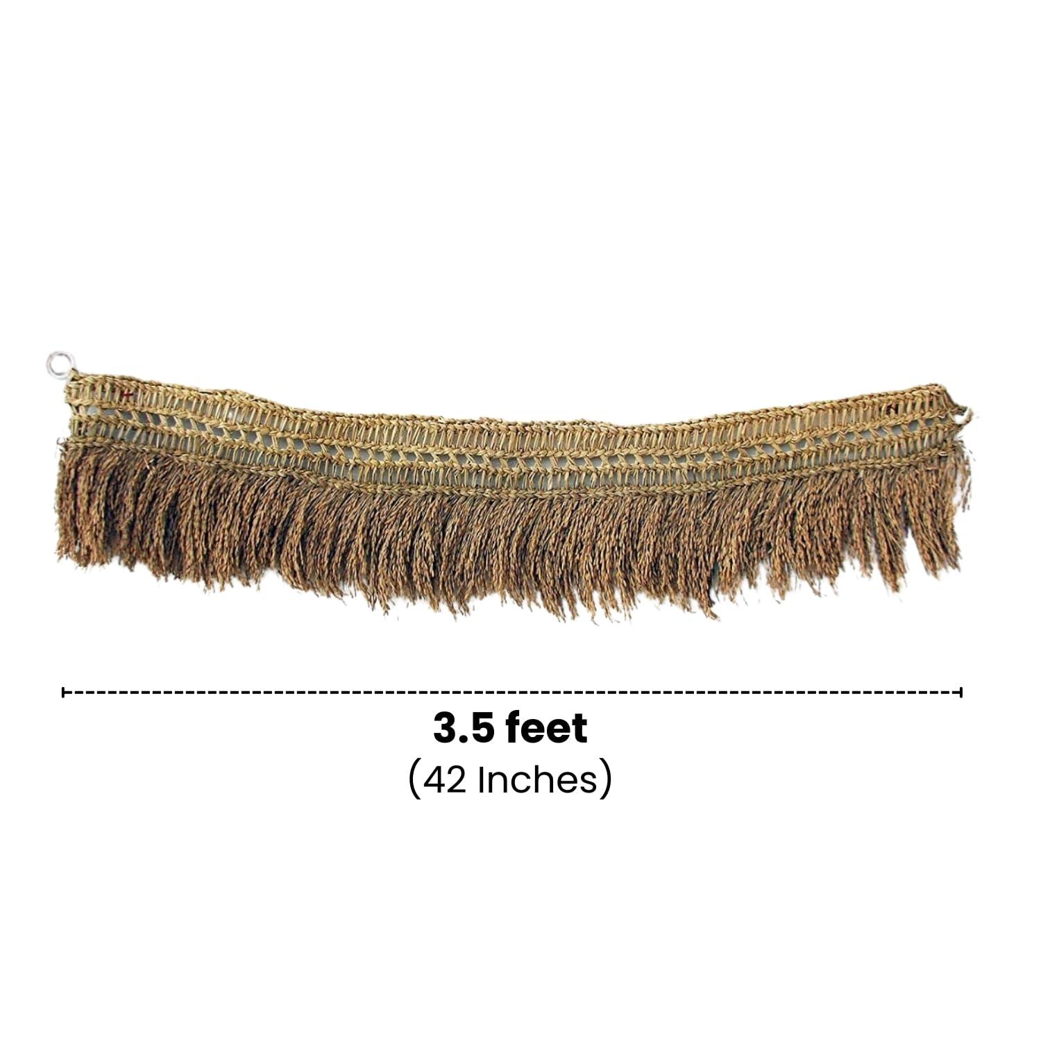 TRU TOYS TRU Paddy Torana for Entrance Door, Handicraft Door Hanging Toran with Natural Golden Paddy Grains, Traditional Nelmani Thoranam for Pooja Room Main Door Decoration and Door Ornaments (3.5 Feet)