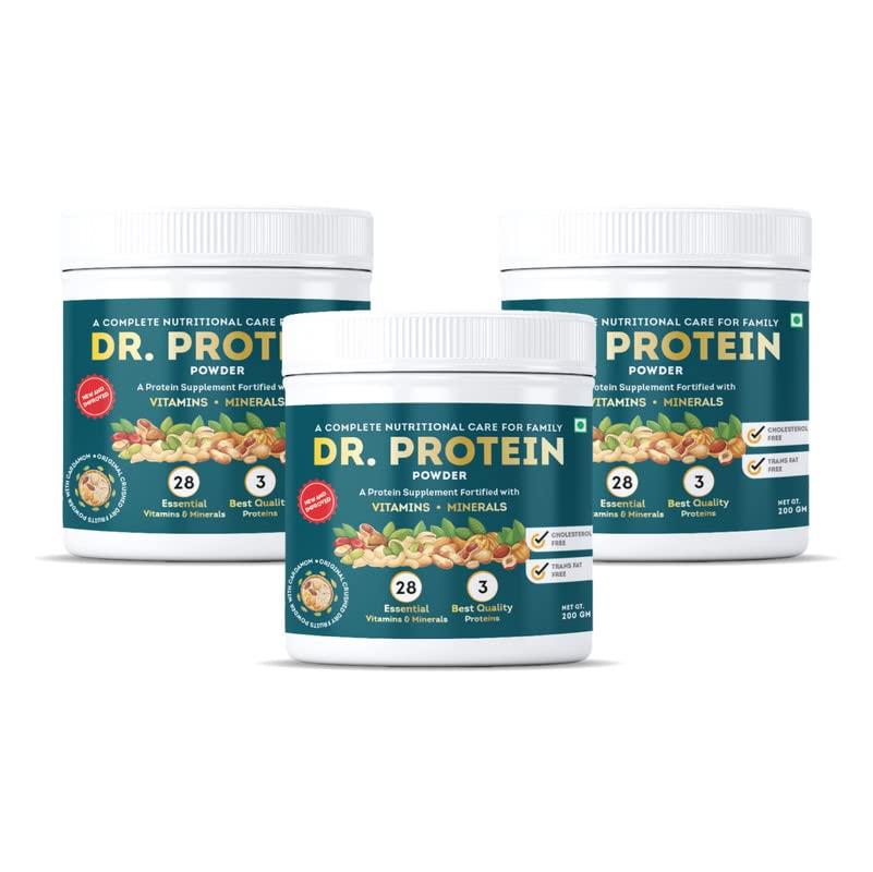 Delwis Delwis Dr. Protein* - Protein Powder with Cardamom Dry Fruits Flavour - 600gm (Pack of 3)