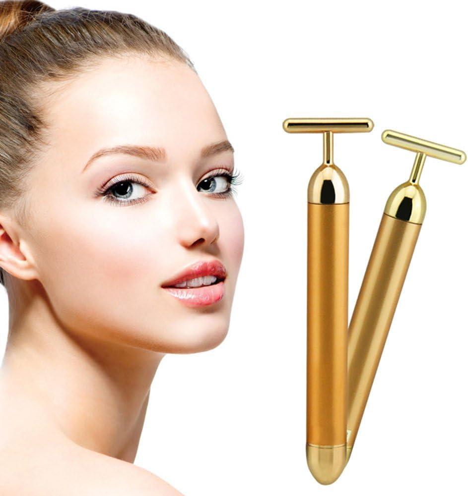 Angel Kiss Angel Kiss Beauty Bar 24k Golden Pulse Facial Massager T Shape Gold Facial Beauty Massager Energy