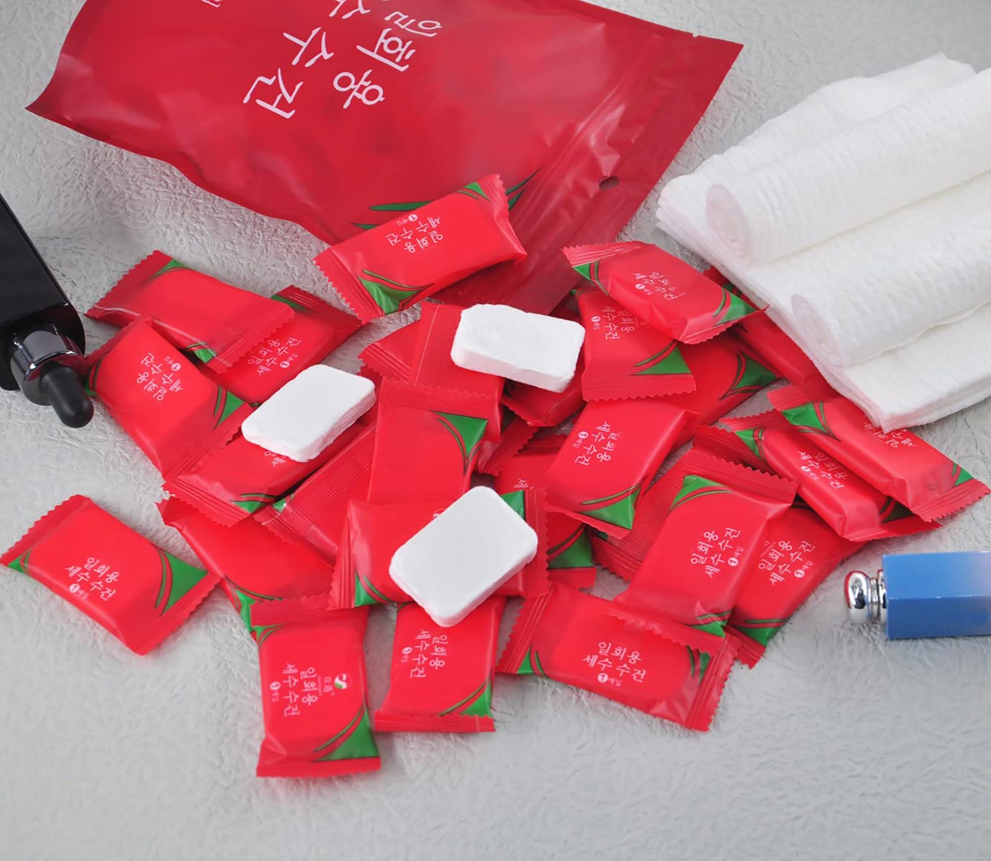 JOYUS JOYUS Coin Tissue Tablets, Disposable Compressed Tissue Mini Towels Tablets, Soft & Odor Free, Portable Home Hand Napkin Wipes for Survival Travel Camping Beauty Salon Outdoor, White, Pack of 10