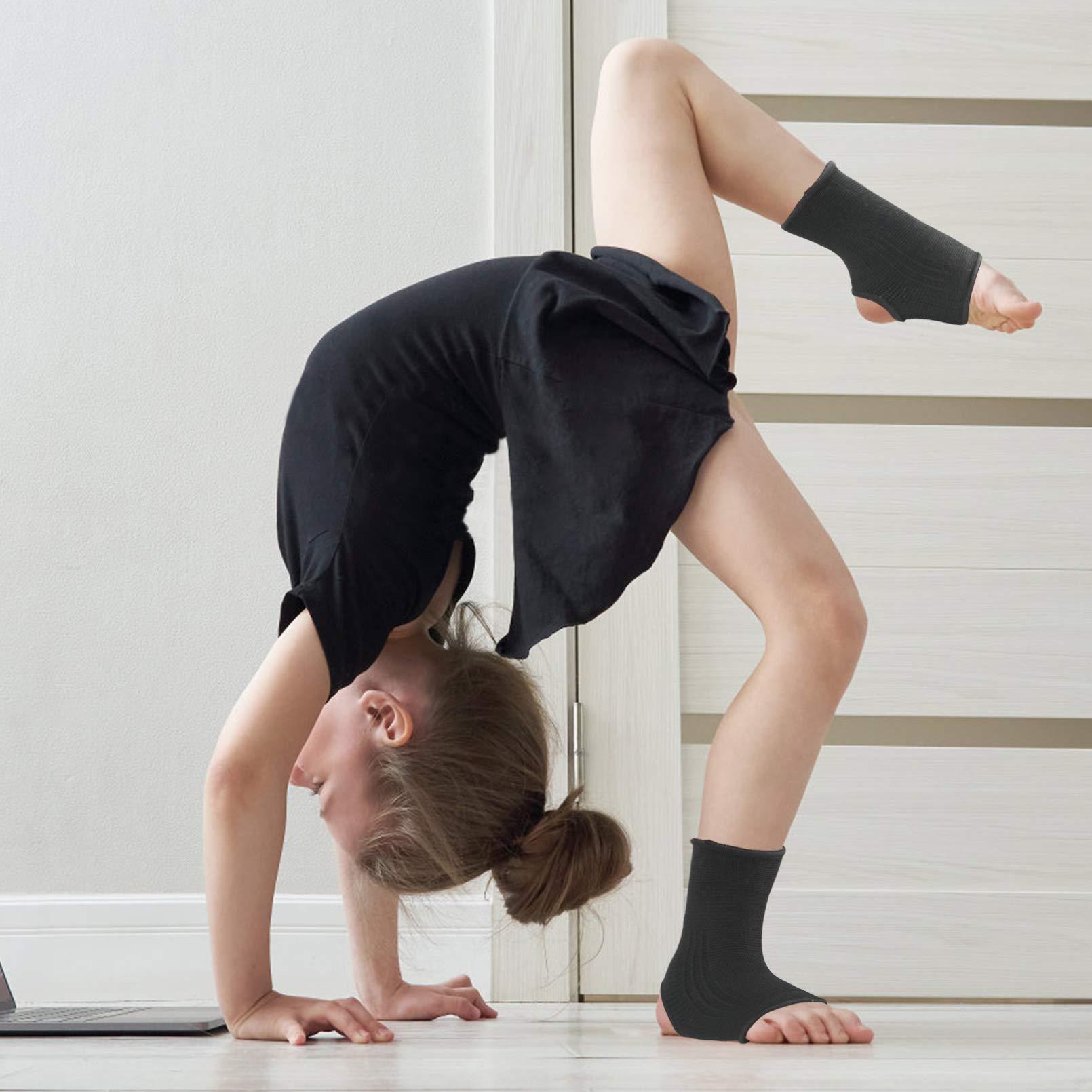 Luwint Luwint Nylon Kid Compression Ankle Brace-Knitted Ankle Sleeve Sock Support For Sprains Arthritis Tendonitis Running Fitness, 1 Pair Black