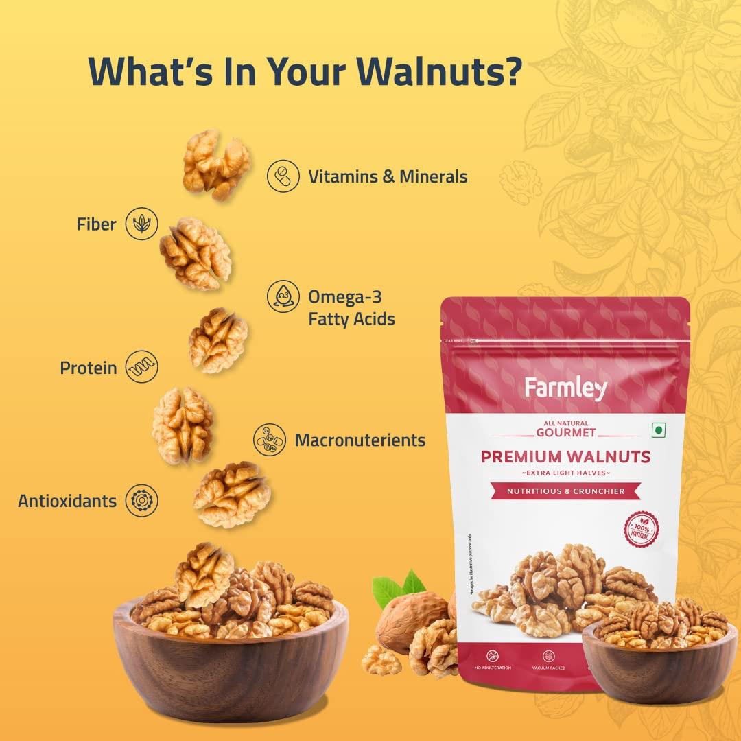 Farmley Farmley Premium Chile Walnut Kernel | 4 x 200 g | Walnuts Without Shell, Akhrot, Dry Fruits, Natural Akhrot Giri, Rich in Proteins & Antioxidants (Pack Of 4)