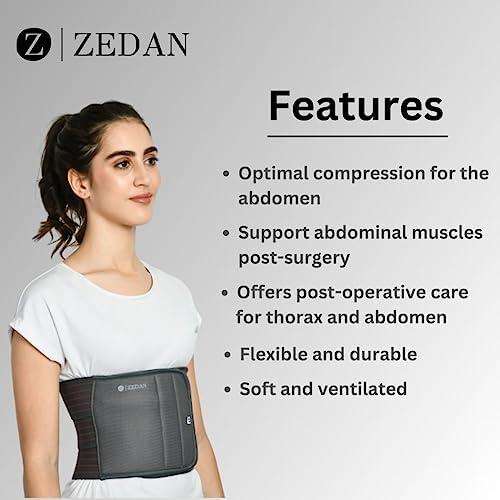 ZEDAN ZEDAN Abdominal Belt For Tummy Reduction After Delivery | Ideal for Slimming Waist, Lower Back Pain Relief | Breathable Belt for Men & Women | Grey (XXL)